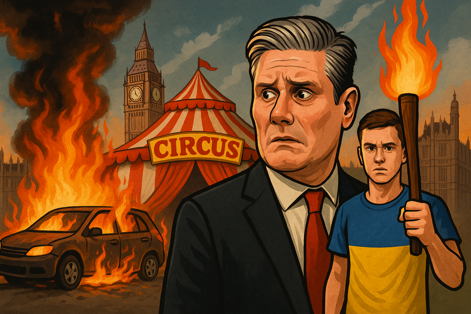 Keir Stammer got three of his worldly possessions burned down by a Ukrainian boy.
