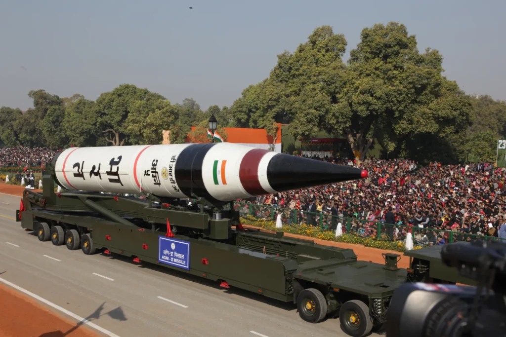 Indian Missile Test on 20-21 August. The photograph shows the Agni-V Missile.