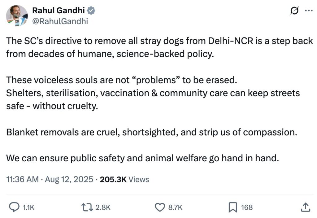 Rahul Gandhi on stray dogs