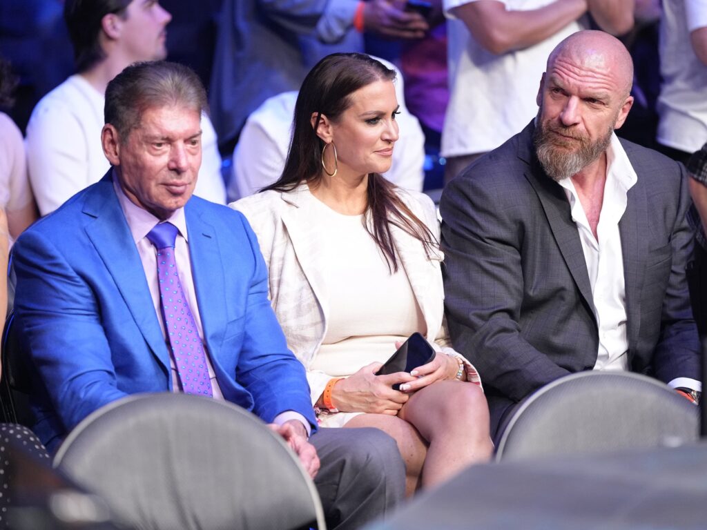 Vince McMahon with daughter Stephanie and Triple H