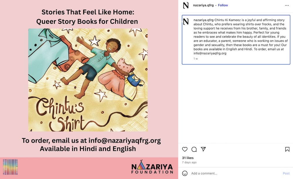 Nazariya QFRG sells queer story books for children