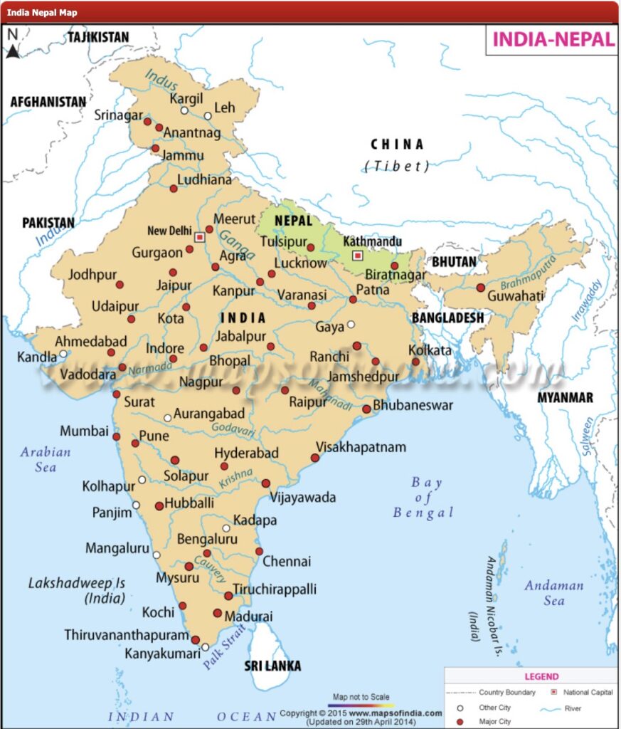 India-Nepal-China Map