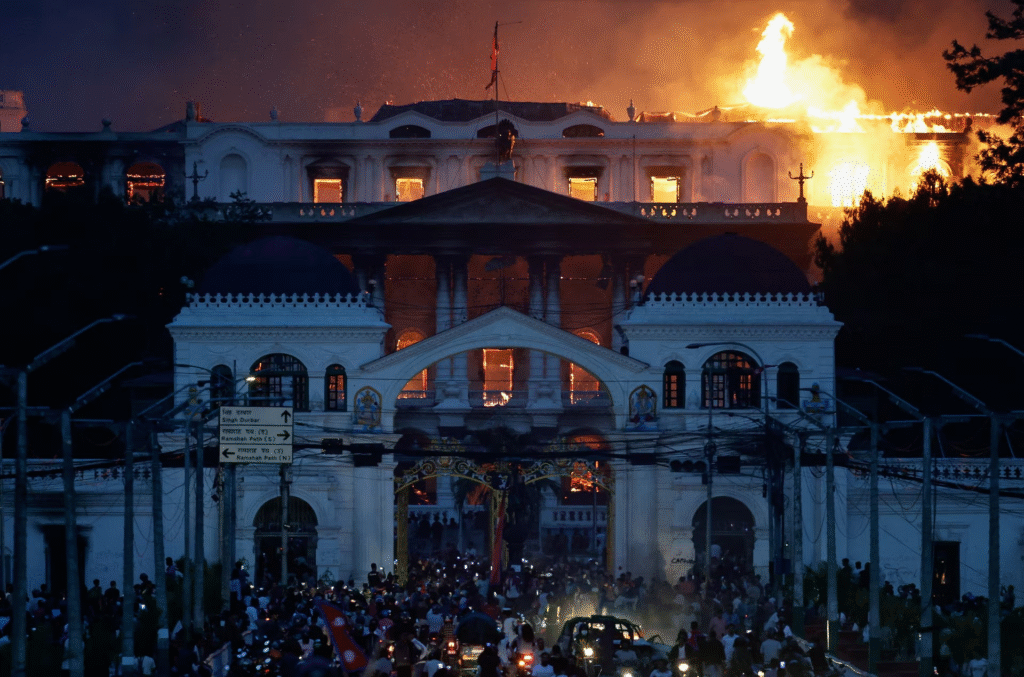 Arson at the Singha Durbar during the Nepal GenZ Protests