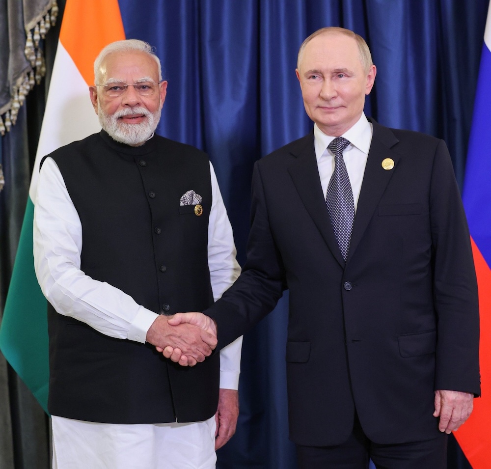 Narendra Modi with Vladimir Putin at the SCO [Source: Narendra Modi/X] | The Yen Gambit