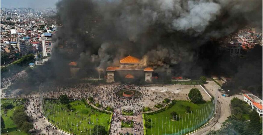 Watch: Tourist captures visuals of Nepal GenZ protesters destroying the Parliament