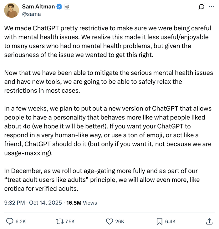 ChatGPT will introduce AI Porn for adults in December