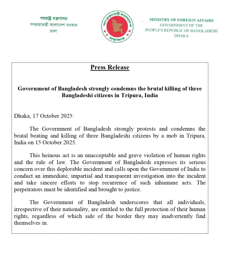 Bangladesh Govt wants Tripura villagers punished for killing violent cattle thieves
