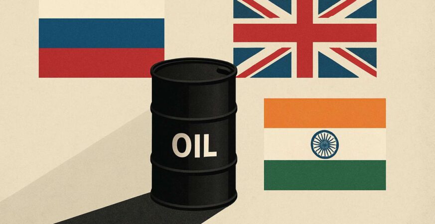 Russia and India with UK in between
