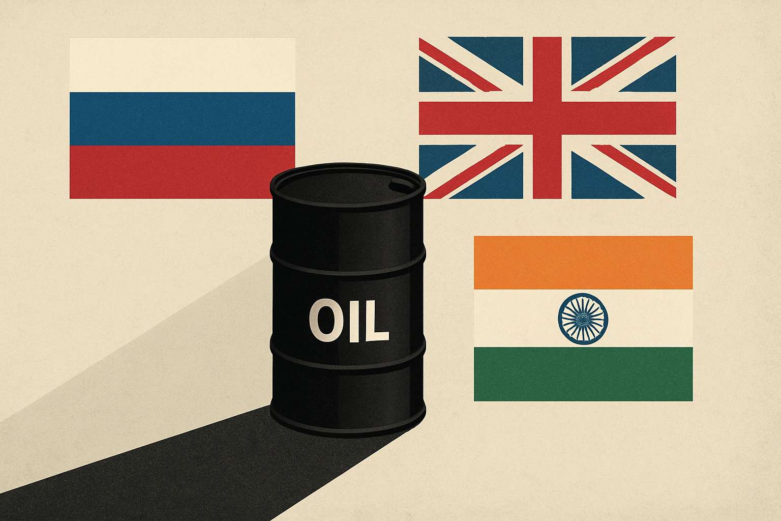 Russia and India with UK in between